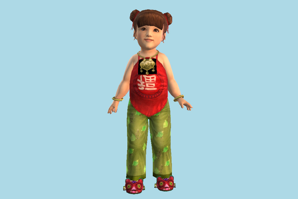 Ancient Chinese Toddler Little Girl 3d model
