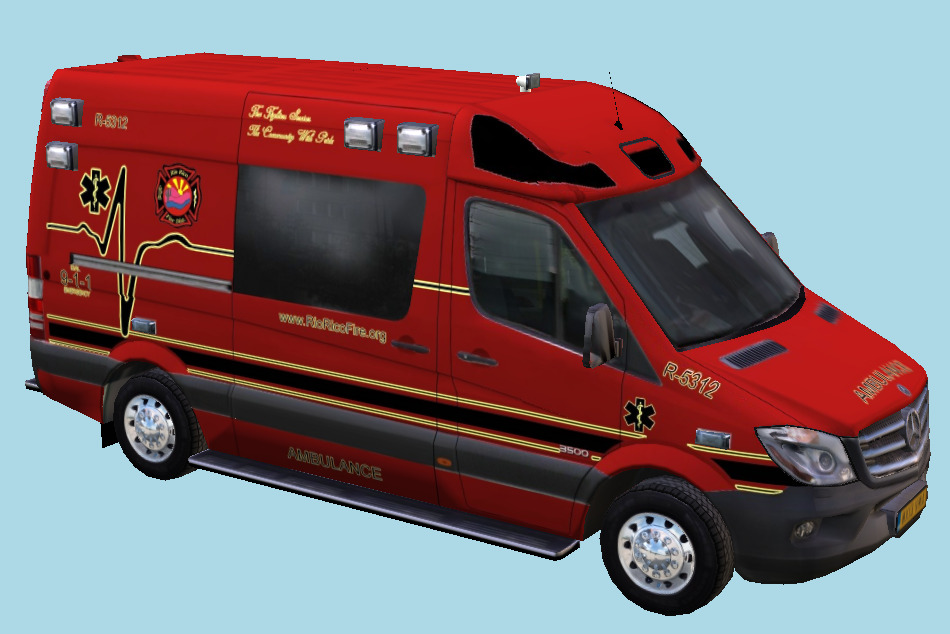 RioRicoFire Mercedes Sprinter 3500 Ambulance Van 3d model