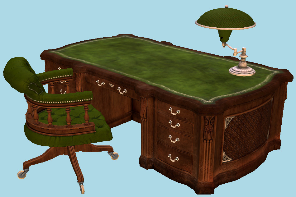 Vintage Noir Office Desk 3d model