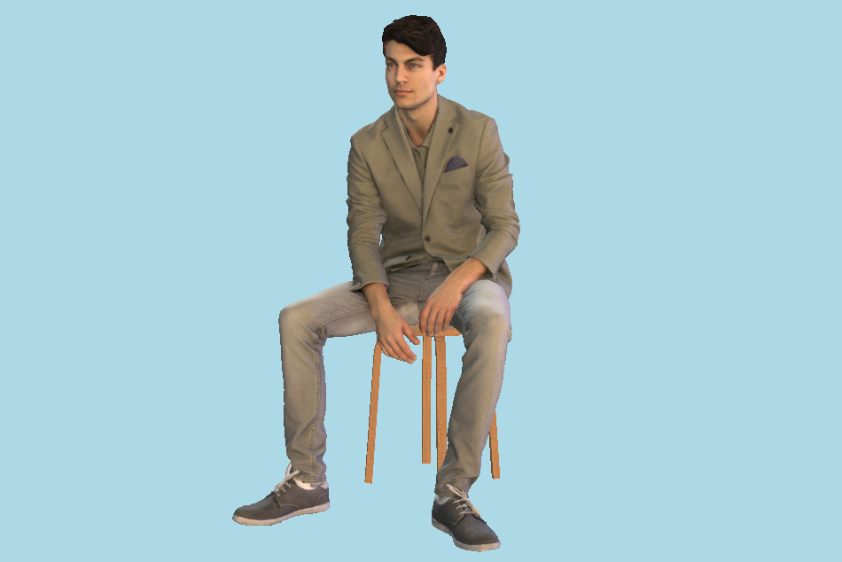 Casual Man Patrick Sitting Listening Watching 3d model