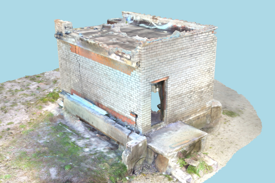 Old Abandoned House White Brick 3d model