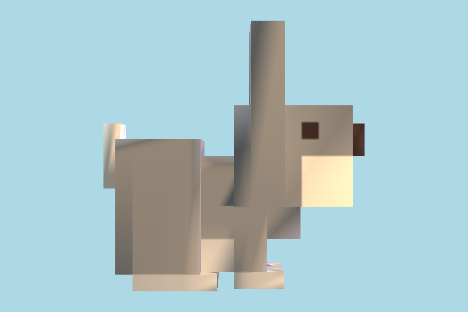 Crossy Road Grey Bunny Rabbit Icon Lowpoly 3d model