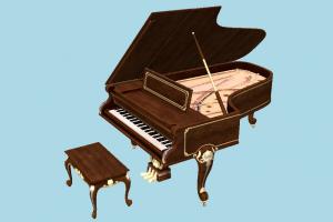 Old Grand Piano piano, music, victorian, grand, musical, vintage, retro, antique, classic, furniture, elegant, grandpiano, musical-instrument