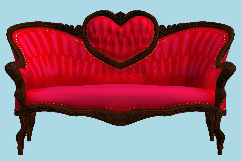 Antique Victorian Love Seat 3d model