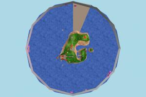 Village map, village, ocean, city, country, sea, pool, house, building, build, residence, domicile, structure, lowpoly