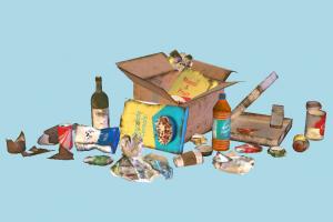 Urban Trash trash, recycling, recycle, waste, garbage, can, tin, set, prop, urban, paper, broken, pack, soda, box, street, objects