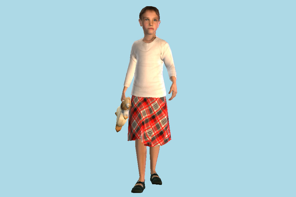 Little Girl holding Teddy Bear 3d model
