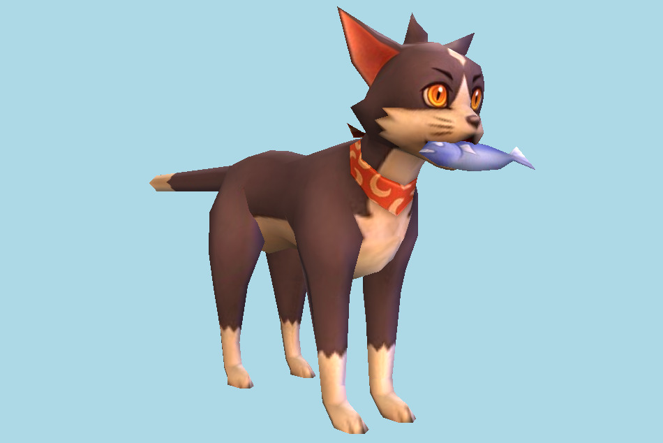 Kingdom Hearts 2 Cat eating Fish 3d model