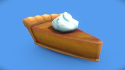 Pumpkin Pie (3December2020 Day 8) b3d, sweet, substancepainter, substance, handpainted, low-poly, pumpkin, whipped-cream, 3december2020, 3december2020-pie