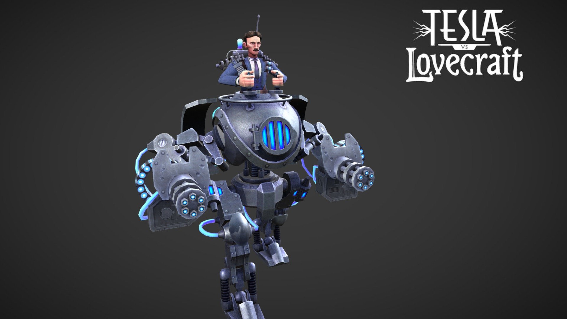 Tesla's battle ready mech from our game Tesla vs Lovecraft. Twin-Mounted Miniguns will keep the eldritch aberrations at bay. It runs on clean, renewable energy!

www.teslavslovecraft.com - Tesla vs Lovecraft - Tesla Mech - 3D model by 10tons 3d model