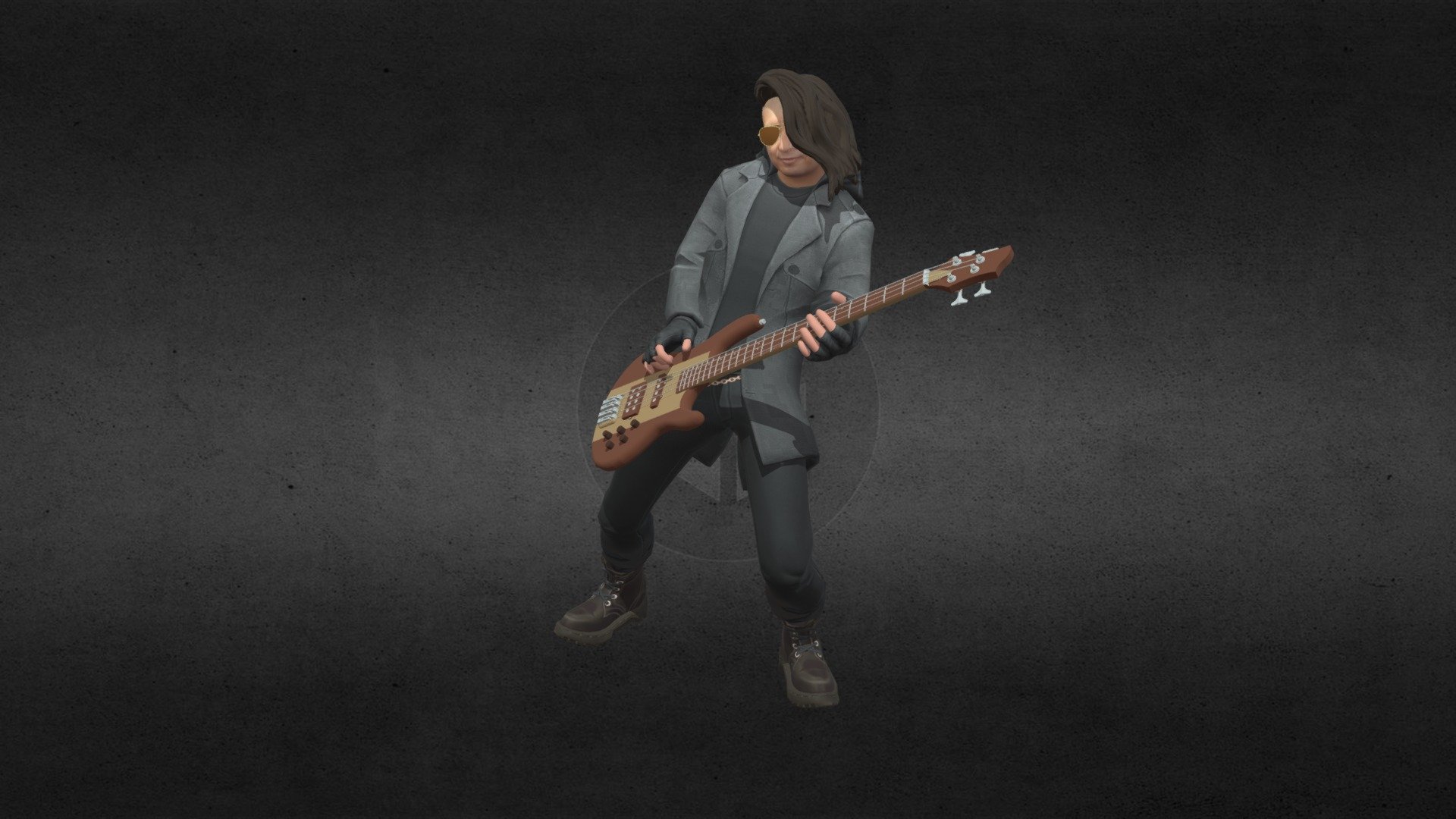 Model of Bassist or bass player for rock band with 3D model off Bass instrument - Bass Rock Player - Buy Royalty Free 3D model by imanboer 3d model