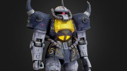 MS-07B Gouf MQuve Custom mecha, zaku, gouf, hoi4, low-poly, gundam, anime, robot