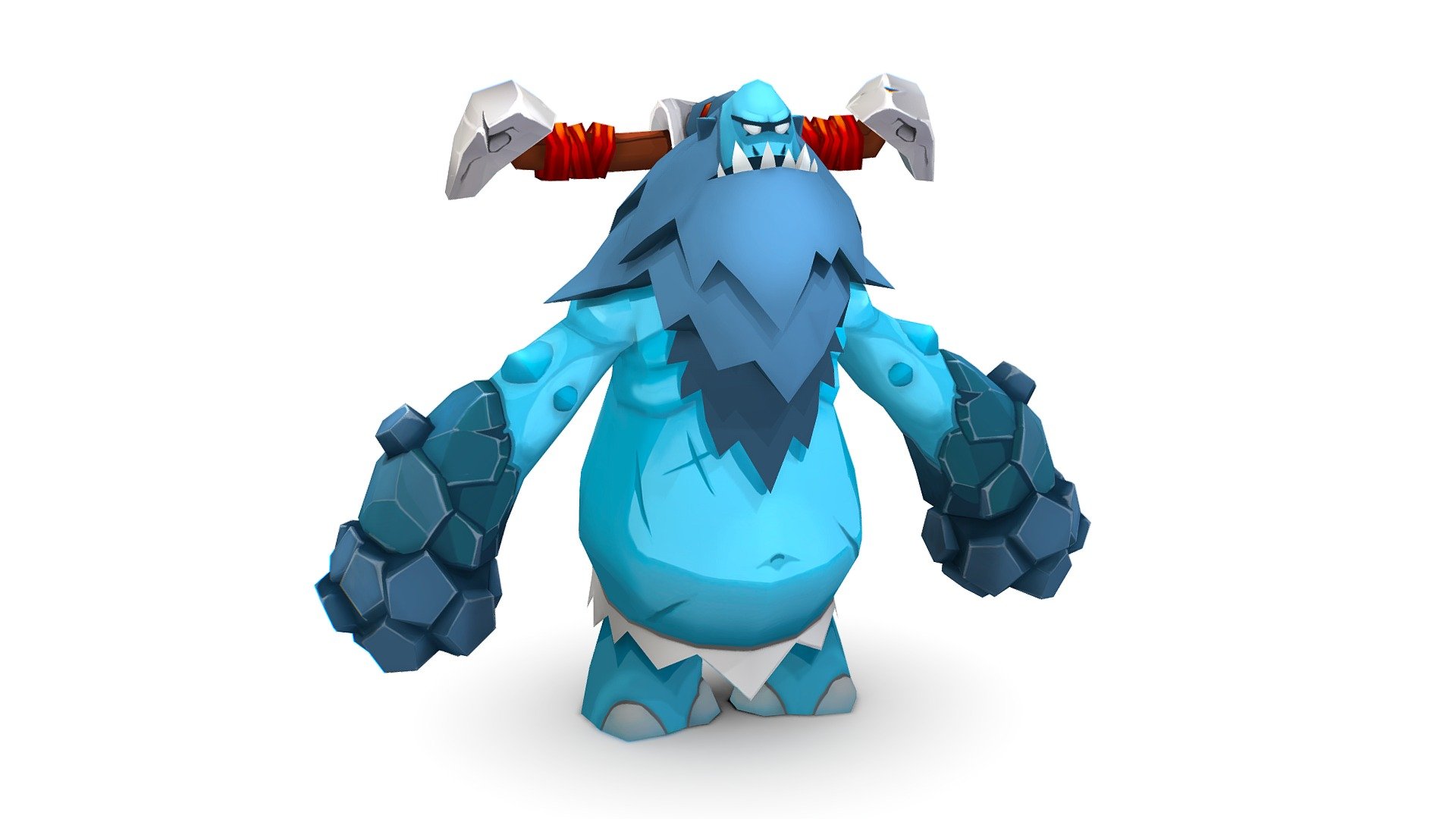 Cartoon LowPoly Blue Giant Golem Snowman Viking - 3dsMax, Maya file included -  texture size 2048 color only - Cartoon LowPoly Blue Giant Golem Snowman Viking - Buy Royalty Free 3D model by Oleg Shuldiakov (@olegshuldiakov) 3d model