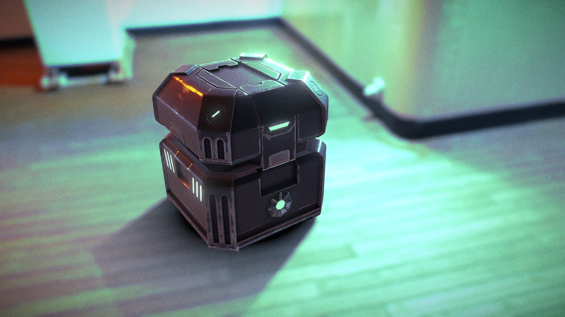 Opened sci-fi crate. Textured in 3D Coat 3d model