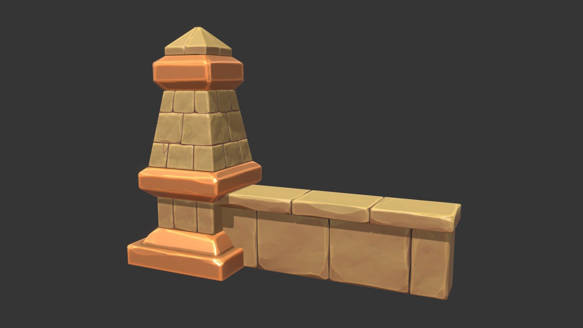 Stylized Egyptian Wall - 3D model by Amadej Cekuta (@acekuta) 3d model