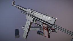 MAT-49 SMG french, army, realtime, submachine, ready, 49, mat, game, lowpoly, gun, gameready