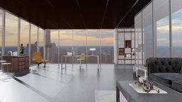 morden office interior office, sofa, desk, officefurniture, chair, cinema4d