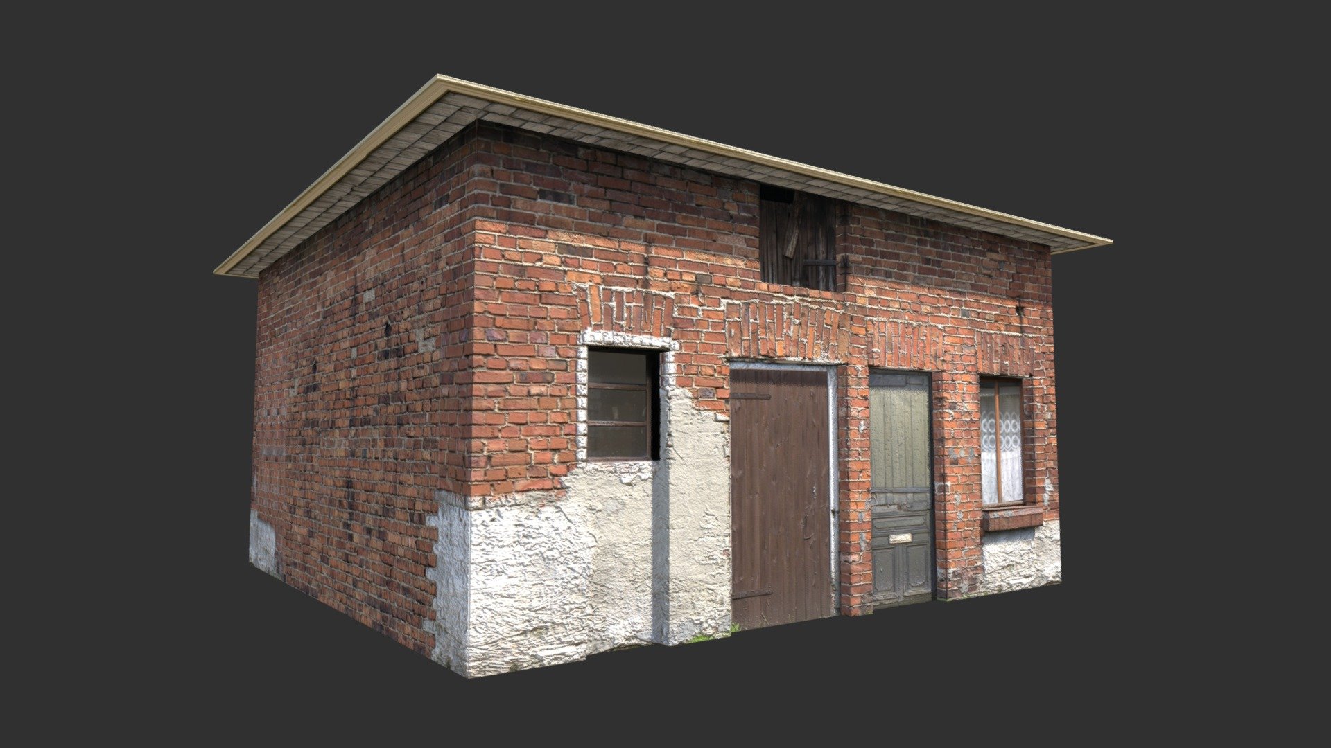 A 3D model of a low poly building. Exterior only, no interior 3d model