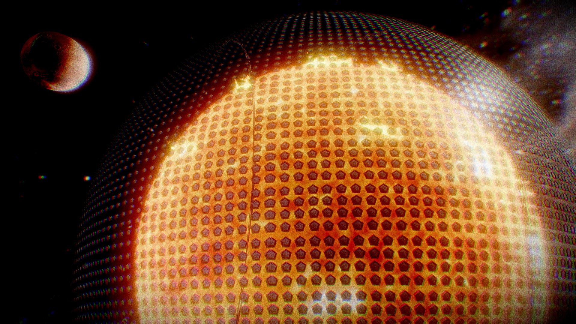 A Dyson Sphere is an hypothetical megastructure described in 1960 by the American-British physicist and mathematician, eponymous Freeman Dyson, in a short article published in the journal Science entitled Search for Artificial Stellar Sources of Infrared Radiation. This astro-engineering structure consists of a sphere of matter, artificial and hollow, located around a star and designed to capture almost all the energy emitted for industrial use.

Ref Wikipedia 3d model