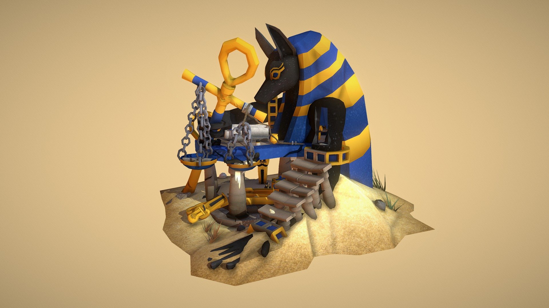 Set in Ancient Egypt, an embalmer's workshop created in the image of the god of the dead Anubis - Final Assignment: embalmer's workshop - 3D model by HaoArts01 3d model