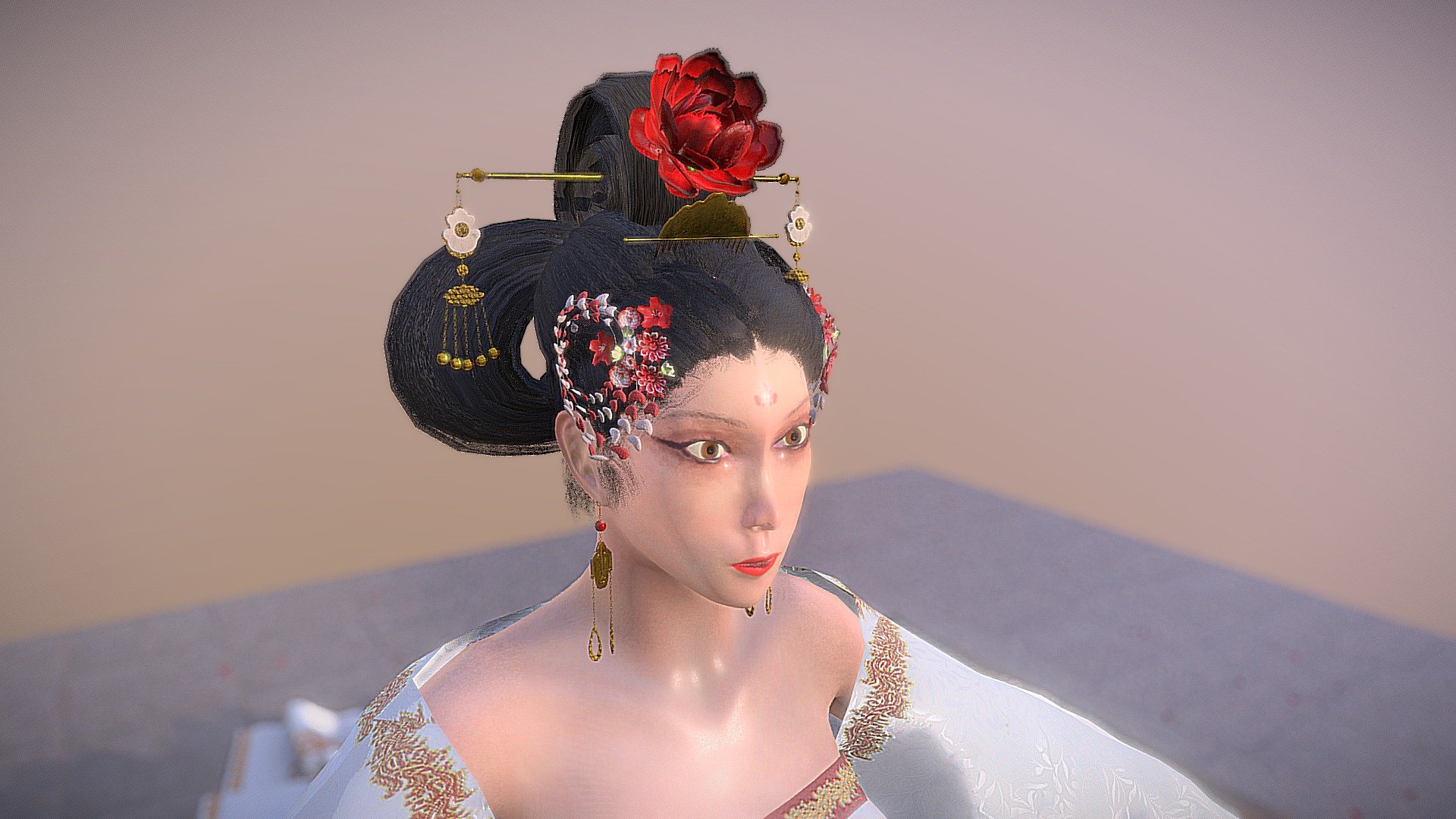 Based on the 7th and 8th-century Tang dynasties, Wu Zetian was the only female emperor (empress regnant) in Chinese history 3d model