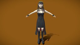 Yor Forger cute, midpoly, vertex-paint, artstation, digitalart, toonshaded, rigged-character, rigged-model, anime, spyxfamily, yor, noai, vibrant-colors, sculptrun