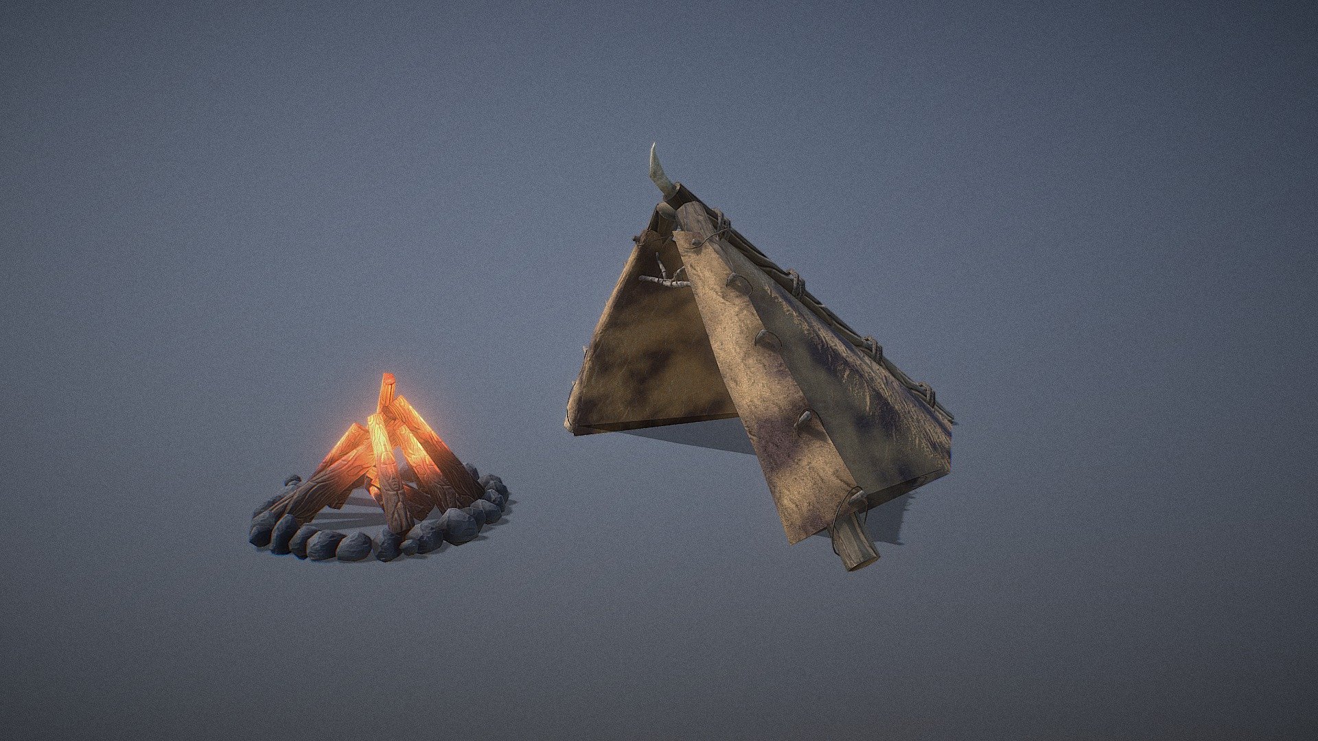 Camp With Fire For Game - Camp Fire - 3D model by joudni 3d model