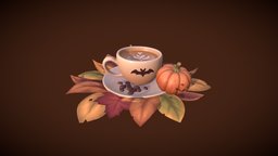 Halloween Latte prop, gameasset, stylized