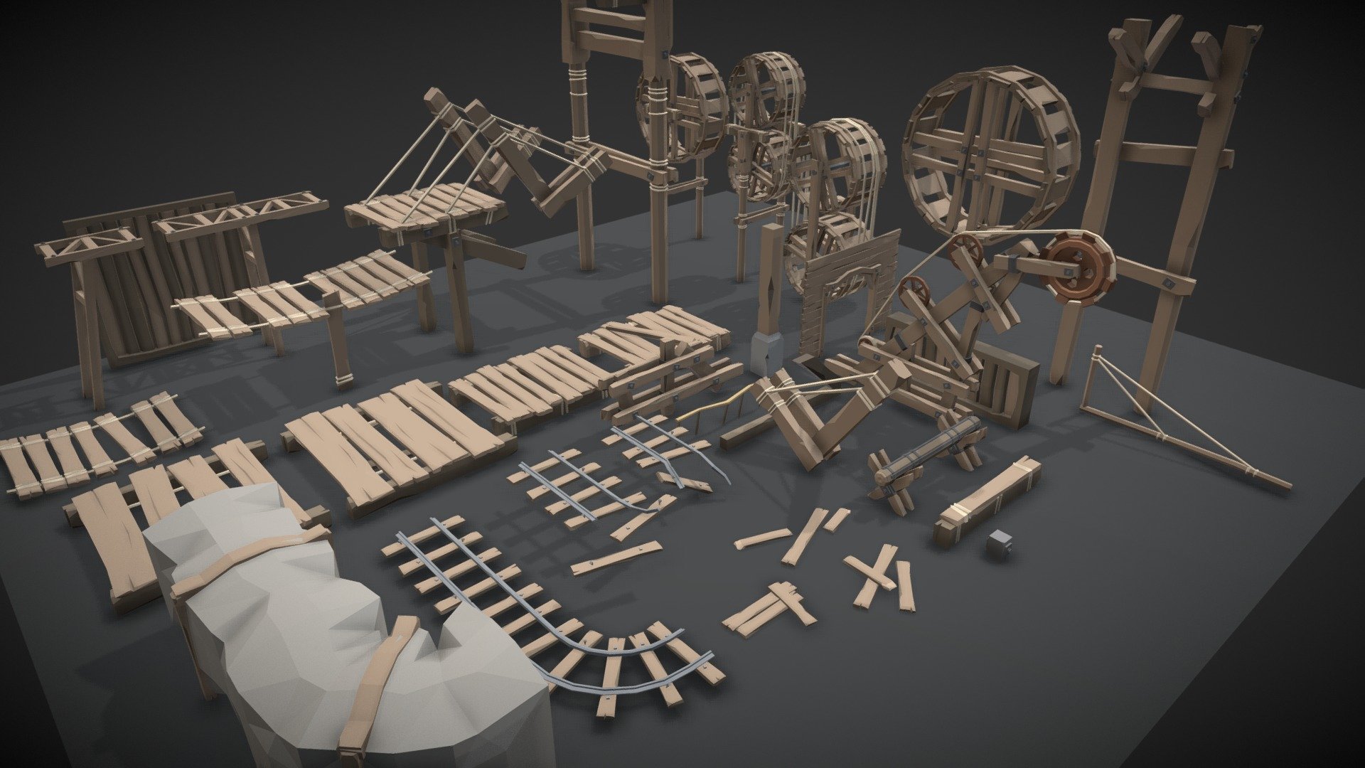 POLYGON - Dungeon Wood Props. This awesome asset collection includes 37 assets for use in your project. There is also colour variation textures included! 




Our POLYGON series has a hybrid low poly style look with a cartoon edge.




See the full trailer here: https://www.youtube.com/watch?v=ACBH9wTBQbU - POLYGON - Dungeon Wood Props - Buy Royalty Free 3D model by Synty Studios (@syntystudios) 3d model
