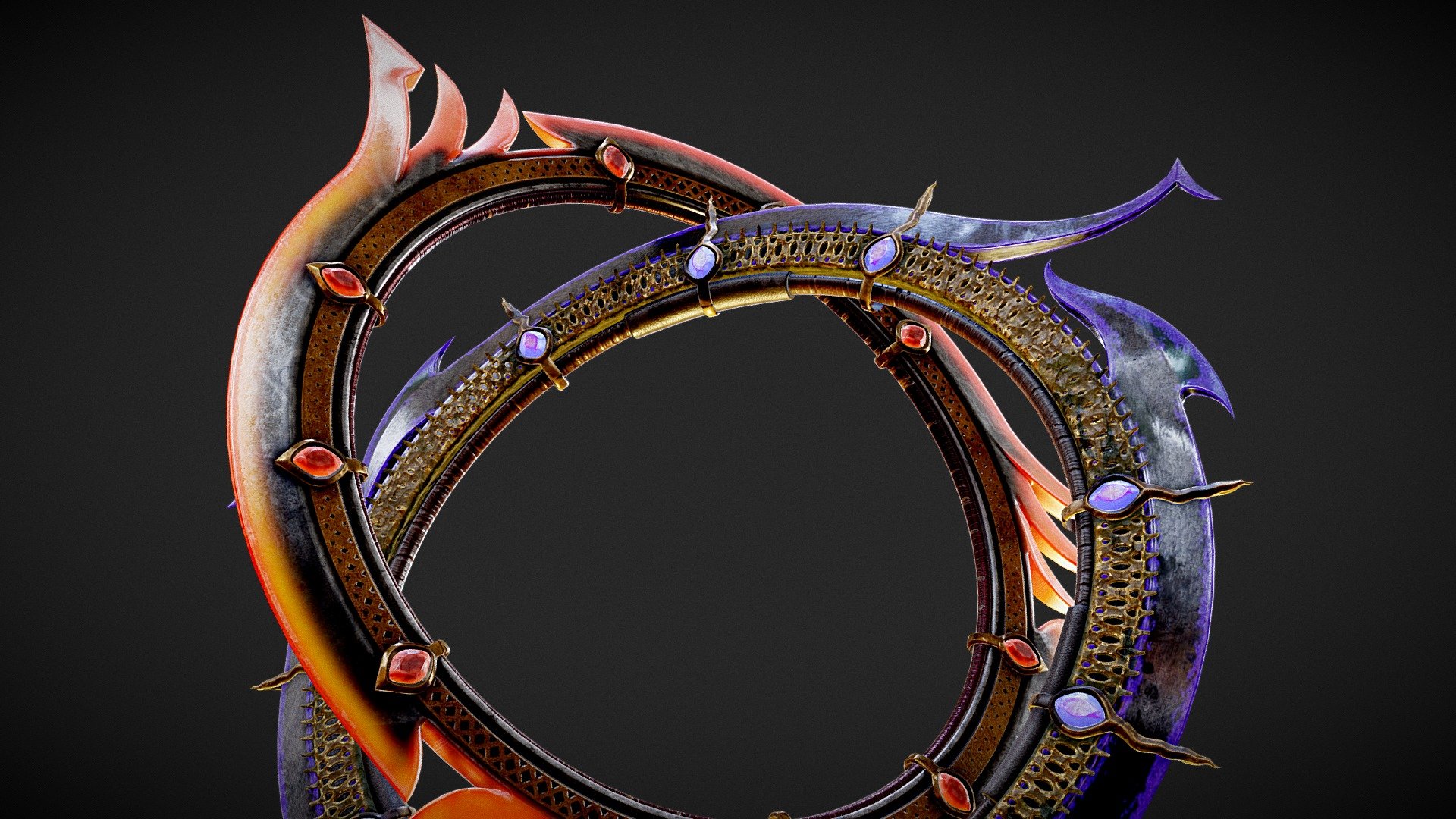 A commission work I did for the Deadland server of Conan Exiles.

Ragtok's design was specifically demanded to be like Tira's ringblade but I get to work a bit of magic on Sunken.

One represent the fiery sky why the other represent the deep night ocean.

2K Texture and setup scene included 3d model