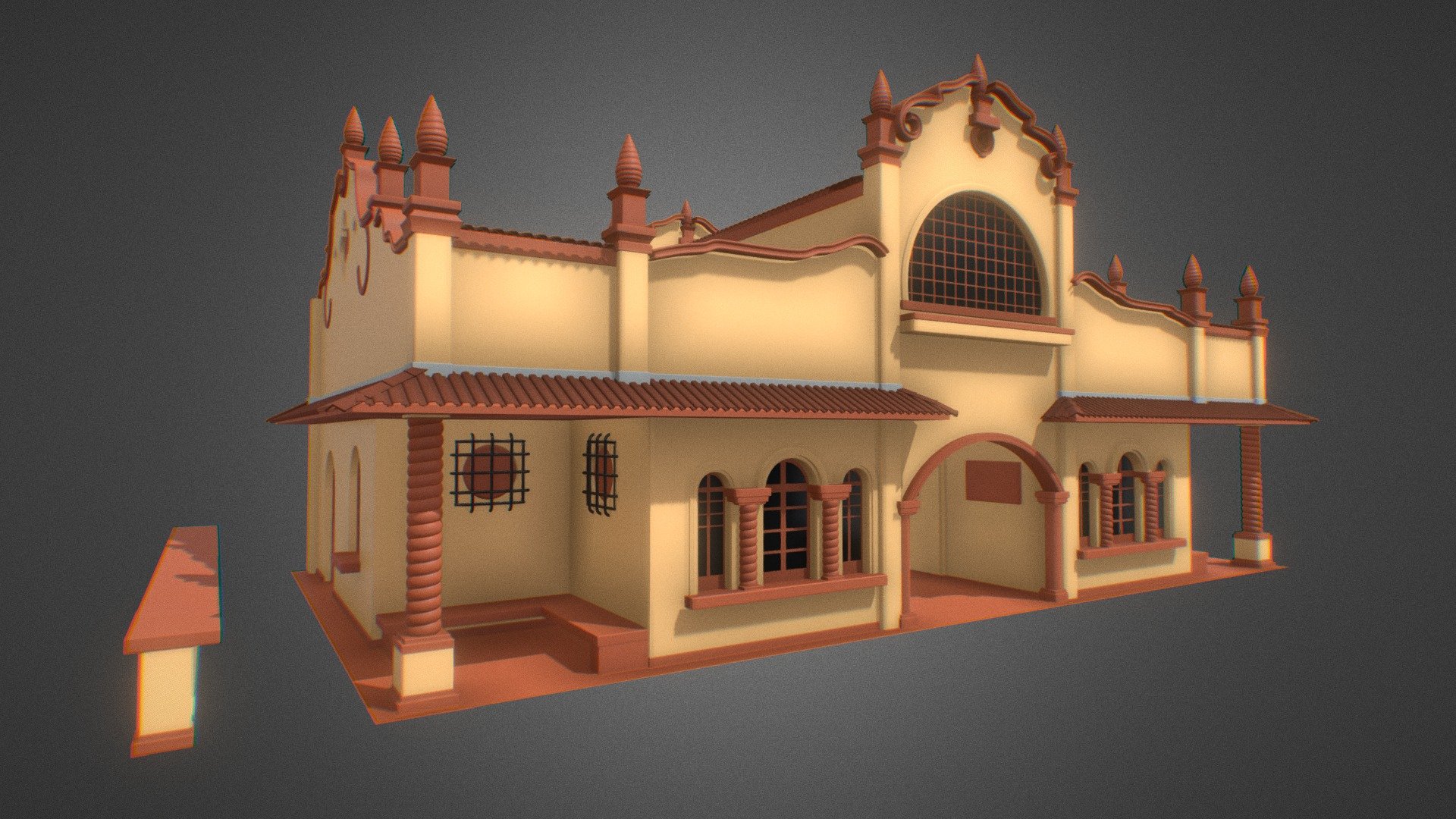 Nice 3D model . All part in UV opened

A train station, railway station, railroad station or depot is a railway facility or area where trains regularly stop to load or unload passengers, freight or both. It generally consists of at least one platform, one track and a station building providing such ancillary services as ticket sales, waiting rooms and baggage/freight service. If a station is on a single-track line, it often has a passing loop to facilitate traffic movements.

Places at which passengers only occasionally board or leave a train, sometimes consisting of a short platform and a waiting shed but sometimes indicated by no more than a sign, are variously referred to as &ldquo;stops