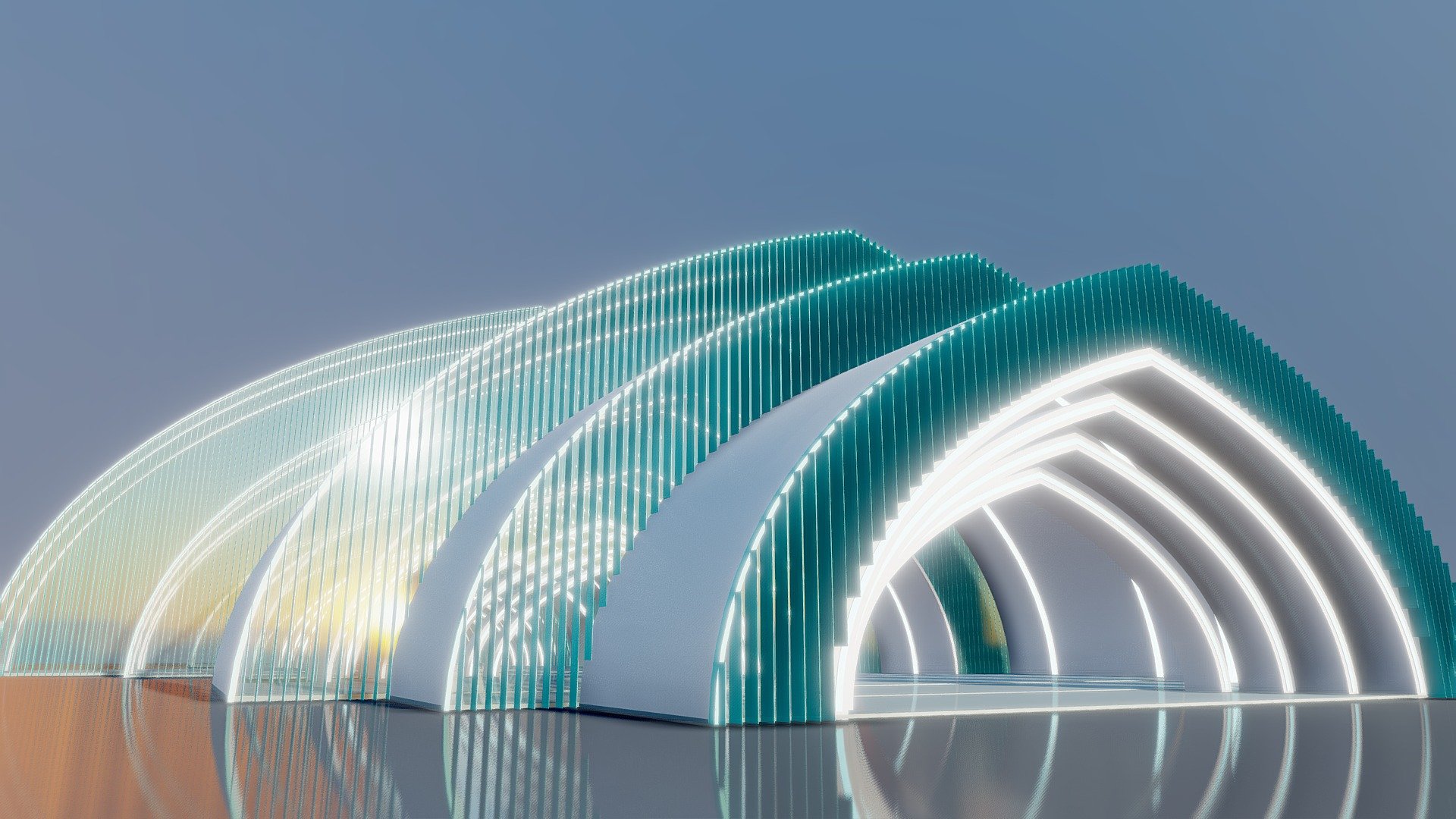 Perfect for realtime / VR Applications - Futuristic Building Interior Exterior 4 - Buy Royalty Free 3D model by Giimann 3d model