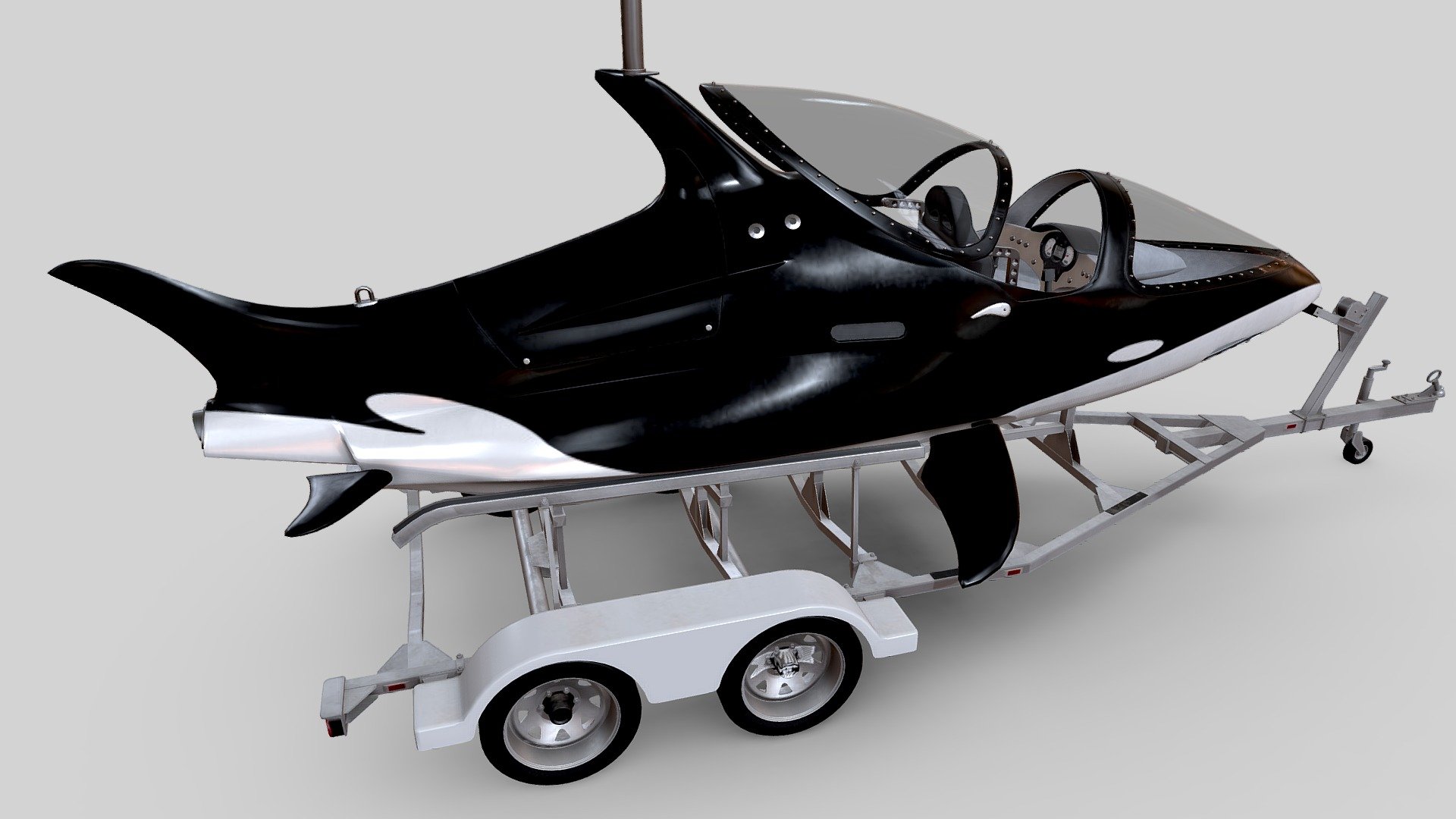 Highly detailed Model Seabreacher with interior and engine bay on Trailer.

The interior is completely finished and has steering wheels, a dashboard, pedals and seats.

Seabreacher has two blister options, open and closed.

Possibility to open the engine hood.

The engine is schematic.

The control fins have the ability to move.

Highly detailed trailer

The wheels are separate.

Has 4K textures

For close and far rendering.

Game Ready

.max .maya .fbx .blend .glb

After purchase you will download an archive of files without watermarks.
 - Seabreacher killer whale - Buy Royalty Free 3D model by IgYerm (@IgorYerm) 3d model