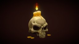 Stylized skull with a candle