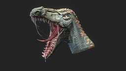 Dinosaur Head mouth, raptor, teeth, tongue, scales, reptile, jurassic, tyrannosaurus, aggressive, creature, monster, dinosaur, salvia