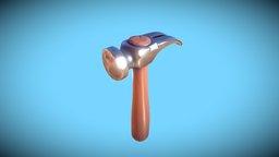Stylized Hammer wooden, hammer, woodworking, tools, cartoony, metal, tool, metallic, hammerhead, fortnite, cartoon, wood, stylized