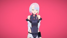 LUCY (EDGERUNNER) fanart, cyberpunk, handpaintedtexture, stylizedcharacter, animestyle, substancepainter, maya, lowpoly, anime, edgerunners