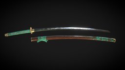 katana japan, katana, samurai, weapon, lowpoly, sword, gameready, japanese