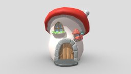 casa seta roja altura y media FM mushroom, videogame, casa, seta, environment-assets, maya, house, textured