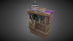 Stylized medieval wide cabinet (Gameready) medieval, books, scrolls, alchemist, daily, skyrim, cabinet, xyz, substancepainter, substance, wood, stylized, magic, flask, xyzdraft, xyzhomework, xyz-school-draftpunk-3, xyzdaily