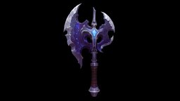 Handpainted Axe gem, metal, runes, weapon, handpainted, lowpoly, gameart, hand-painted, axe, gameasset, fantasy