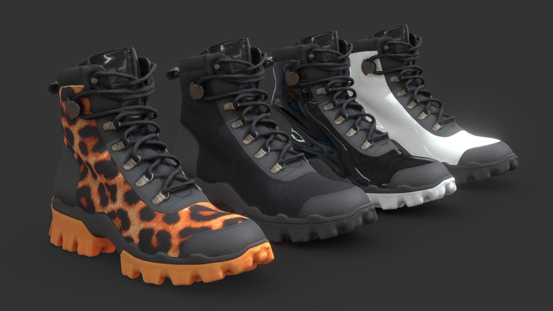 Scanned boot with textures. Easy customization 3d model