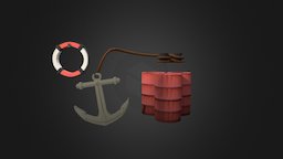 Lifesaver_Oil Barrels_Anchor System oil, parts, anchor, barrell, rope, addition, lifesaver, riverboat, boat