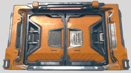 Sci-fi Industrial Door Game scene, games, mesh, unreal, props, engine, halway, unity, game, blender, lowpoly, scifi, military, sci-fi, industrial, door