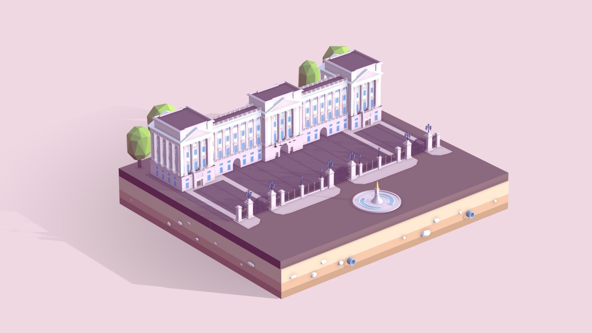Cartoon Lowpoly Buckingham Palace Landmark

Created on Cinema 4d R20 (Render Ready on native file)

72 140 Polygons

Procedural textured

Game Ready

AR/VR Ready
 - Cartoon Low Poly Buckingham Palace - Buy Royalty Free 3D model by antonmoek 3d model