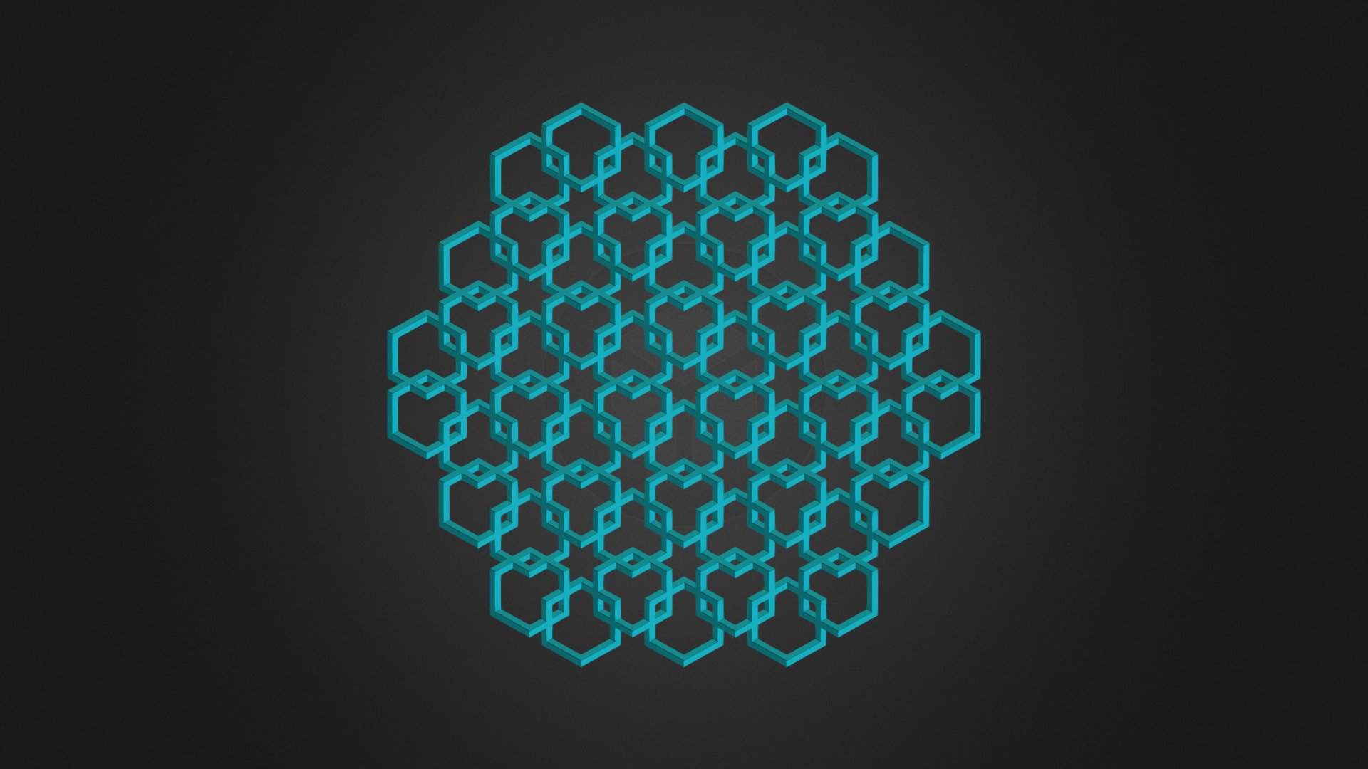 Hexagon based pattern reinterpreted as an isometric view of a cubic 3D structure.  

2D reference picture ▼  (top &ldquo;344
