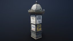 French Kiosk (1940s) french, kiosk, vintage, 1940s, advertising, substancepainter, substance, low-poly