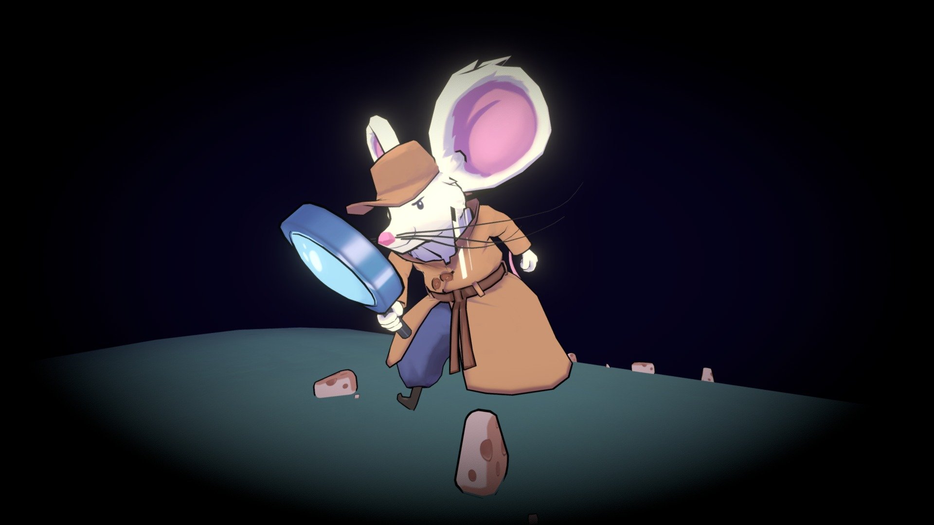 Detective Nibbles is on the case to discover who took the missing cheese!

Done in a hand-painted, &ldquo;flat