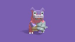 Galarian Slowbro (Cobblemon) cube, pokemon, slowbro, blockbench, minecraft, galarian, cobblemon