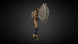 Stylized Axe cloth, metal, substancepainter, weapon, maya, texture, axe, zbrush, wood, stylized, leaves